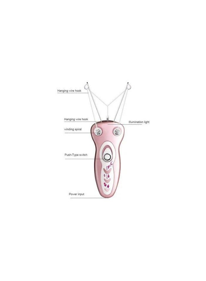 ماكينة إزالة الشعر الكهربائية بخيوط القطن للسيدات، ماكينة إزالة الشعر بخيوط الوجه للنساء، ماكينة إزالة الشعر الأوتوماتيكية للشعر الناعم على الوجه والذقن والشفة العليا والذراعين (وردي) - Image 2