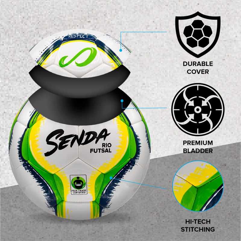 SENDA Rio Match Futsal Ball, Fair Trade Certified, Green/Yellow, Size 4 (Ages 13 & Up) - Image 2