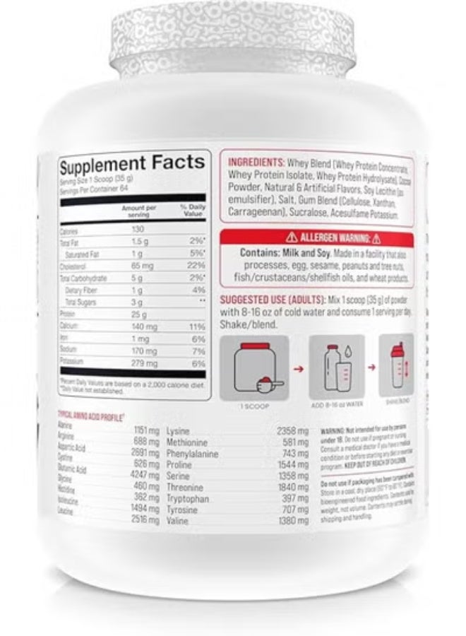 Basic Supplement Whey Protein Powder, 25g Protein, Complete Amino Acid Profile, Gluten-Free, Low Fat, RBST-Free, Supports Muscle Recovery & Antibody Health (5LB, Chocolate) - Image 2