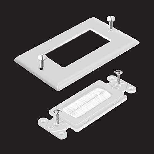 TOPGREENER Bristled Brush Wall Plate Multimedia Pass-Through Insert with Decorator Wall Plate for Low Voltage Cables, Size 1-Gang 4.50" x 2.75", Polycarbonate Thermoplastic, TG8891-2PCS, White 2 Pack - Image 4