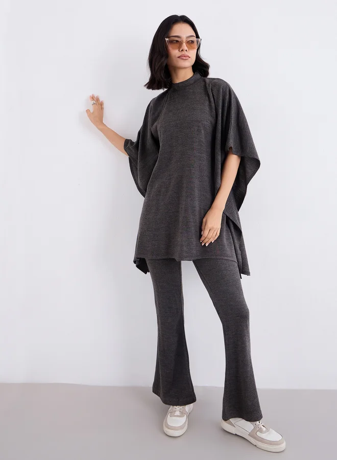 Women Draped Knit Top and Pants Winter Modest Set