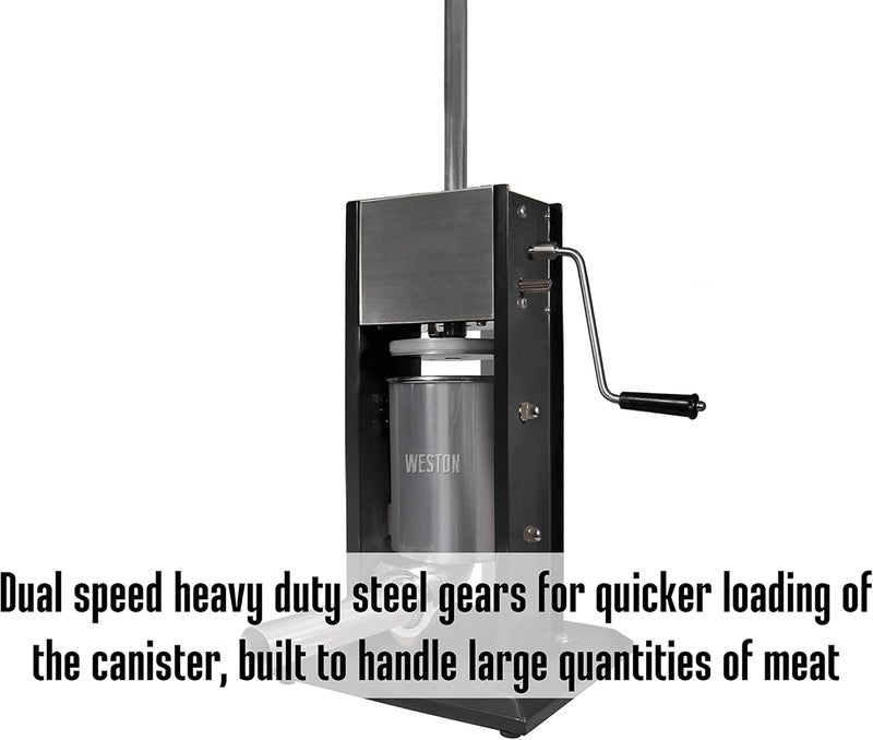 Weston Weston Stainless Steel Vertical Sausage Stuffer Includes Funnels 7 lbs Capacity Silver  - Image 2