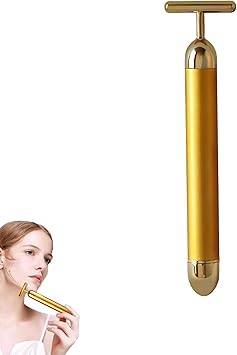 Beauty 24k Gold Facial Massager TShape 3D Roller Face Massager Electric Electric Pulse Firming Lift Skin Care Tool for Eyes Nose Face Neck AntiAging Face Lifting Sensitive Skin Treatment - Image 1