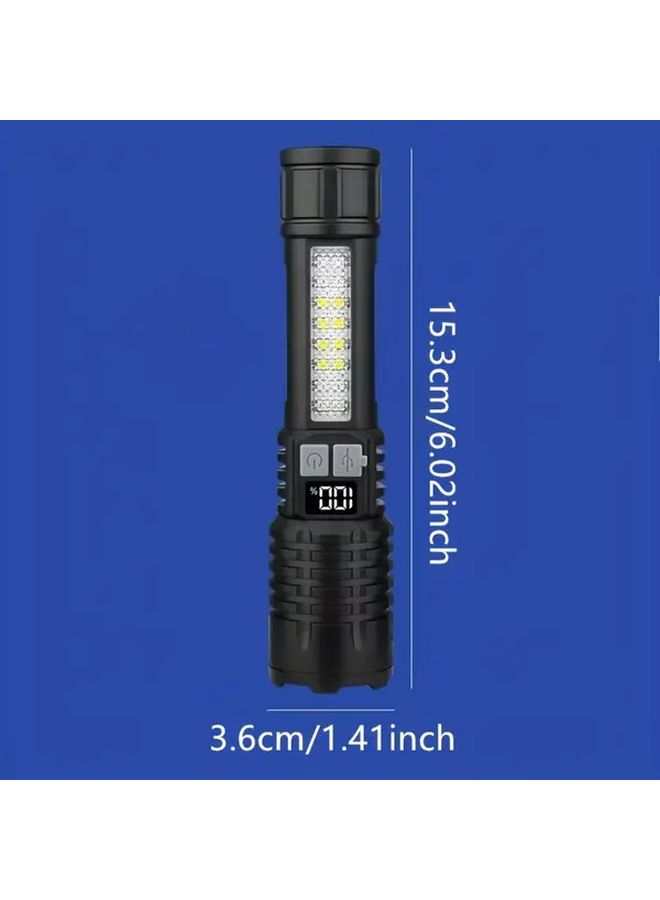 مصباح يدوي أسود قابل لإعادة الشحن LED عالي السطوع بشحن USB مضغوط للتخييم والطوارئ - Image 3
