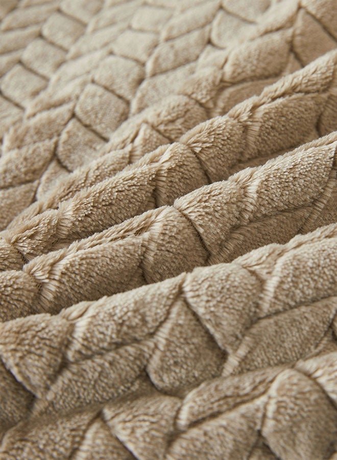 Hanayo بطانية كبيرة ناعمة من الفلانيل 200 * 230 سم بطانية ناعمة للكنبة ديكور الغرفة دافئة خفيفة الوزن (كاكي) - Image 4