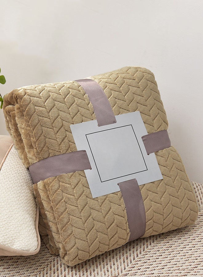 Hanayo بطانية كبيرة ناعمة من الفلانيل 200 * 230 سم بطانية ناعمة للكنبة ديكور الغرفة دافئة خفيفة الوزن (كاكي) - Image 5