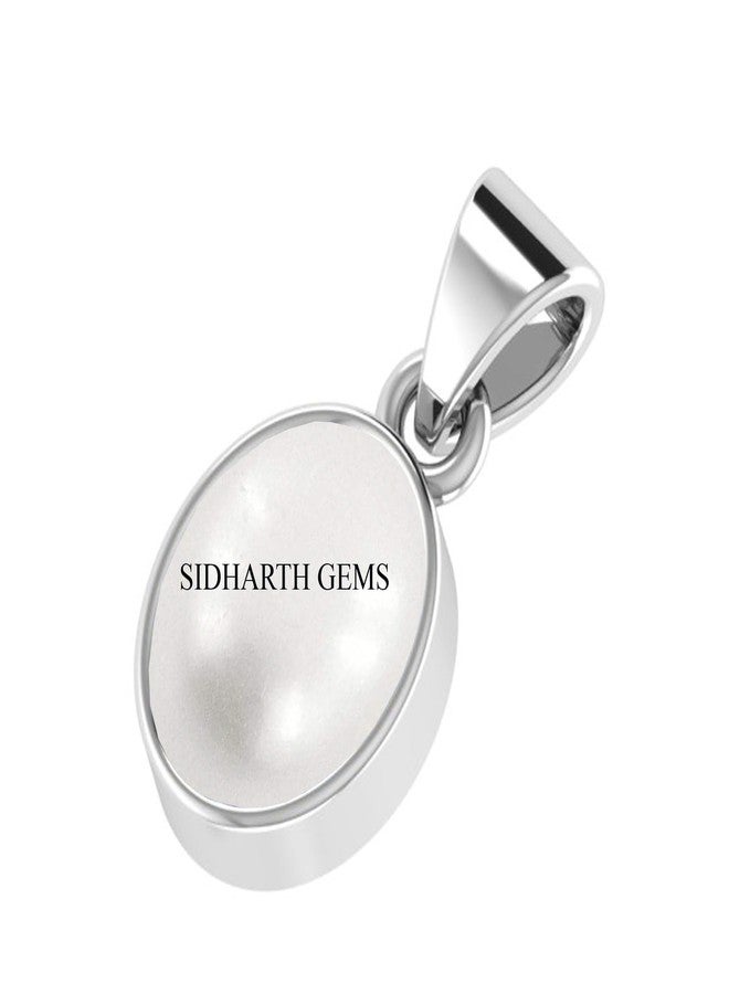 سيدهارث الأحجار الكريمة قلادة Sidharth Gems المعتمدة 11.25 Ratti من اللؤلؤ الطبيعي والأحجار الكريمة الأصلية المعتمدة moti panchhdhaatu/Ashtadhatu قلادة فضية للرجال والنساء - Image 3