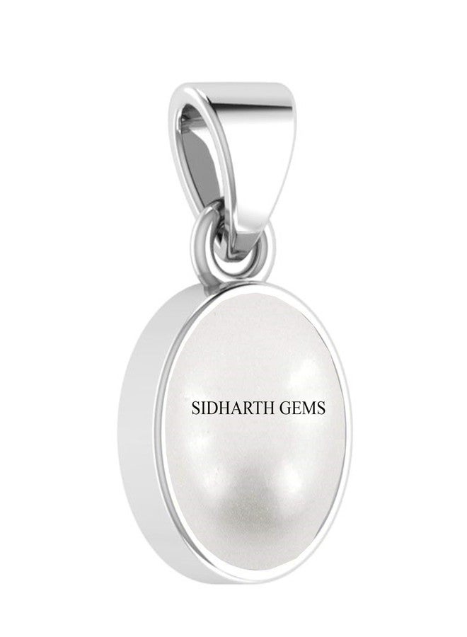 سيدهارث الأحجار الكريمة قلادة Sidharth Gems المعتمدة 11.25 Ratti من اللؤلؤ الطبيعي والأحجار الكريمة الأصلية المعتمدة moti panchhdhaatu/Ashtadhatu قلادة فضية للرجال والنساء - Image 2