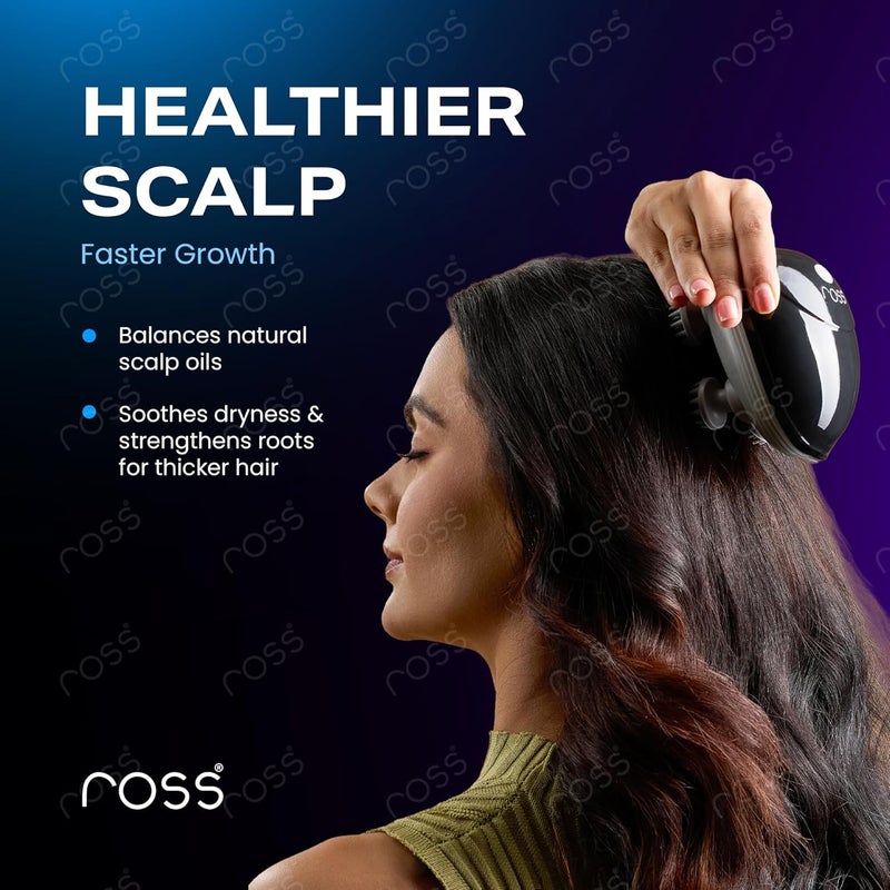ROSS Rechargeable Scalp Massager for Hair Growth & Stress Relief | 4 Rotating Nodes with 96 Silicone Kneading Points | Electric Waterproof Head, Scalp & Body Massager | Cordless & USB Type-C Charging - Image 3