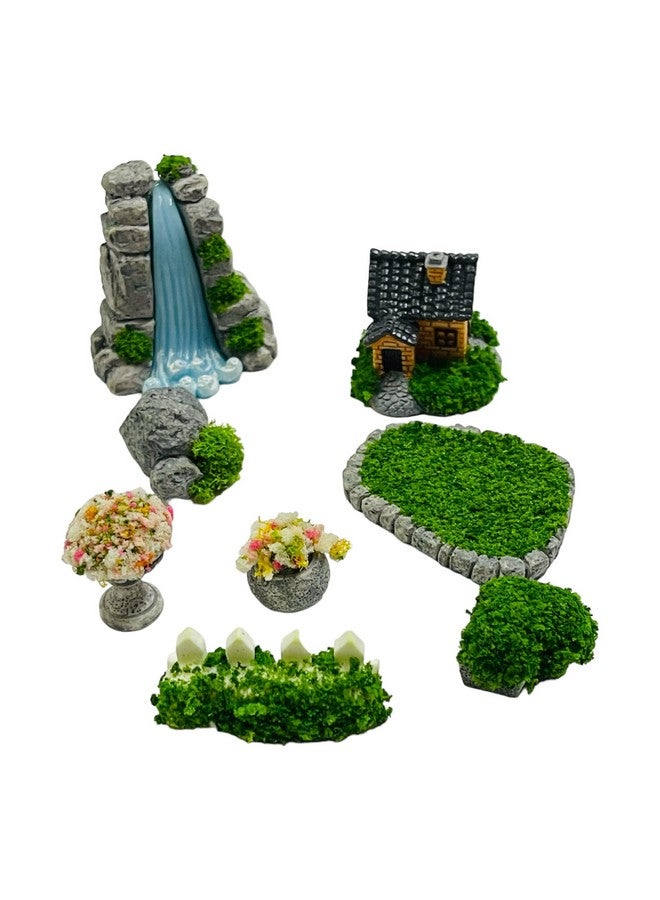 Moira Pack of 8pcs Landscaping Theme Miniature Items for Dollhouse decor, Model Making, Craft Activity, Cake Topper, Plant decoration, Fairy Gardens, Terrarium, Aquariums - Image 1