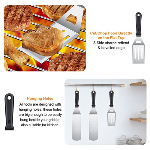 AULTONG 8-Piece Griddle Accessory Kit – Premium Stainless Steel Tools with Leak-Proof Bottles, Scraper, Spatulas, Cleaning Brush & Carry Bag for Blackstone & Camp Chef(8pcs) - Image 4