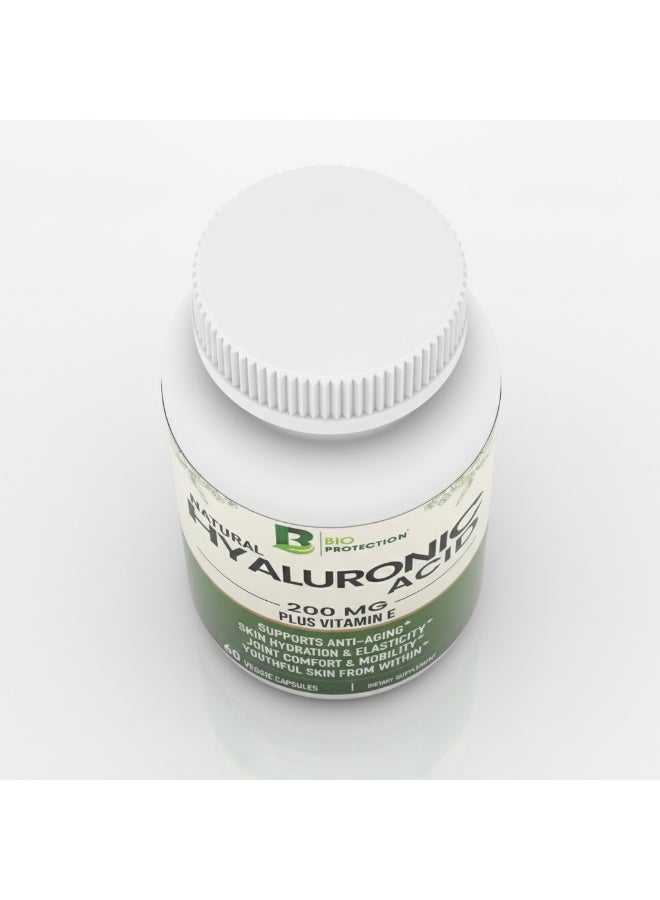بيو بروتيكشن حمض الهيالورونيك 200 ملغ مع فيتامين هـ، 60 كبسولة نباتية - ترطيب البشرة ودعم صحتها - Image 3