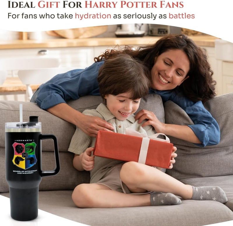 HOX Harry Potter Hogwarts 40oz / 1200 ML Tumbler with Straw & Lid | Leak & Spill Proof Travel Mug | Stainless Steel Vacuum Insulated Water Bottle with Handle Keeps Cold for 17Hrs or Hot for 5Hrs - Image 5