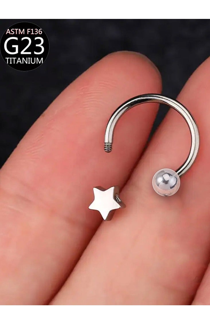 إينوشا خاتم أنف على شكل حرف U للنساء مصنوع من التيتانيوم ومُرصّع بريانات الأبروسكي - مضاد للحساسية ومقاوم للصدأ U مع زركونيا مزدوجة الرأس وخيوط داخلية - حلقة الأنف، حلقة الشفاه، إكسسوارات الثقب" - Image 2