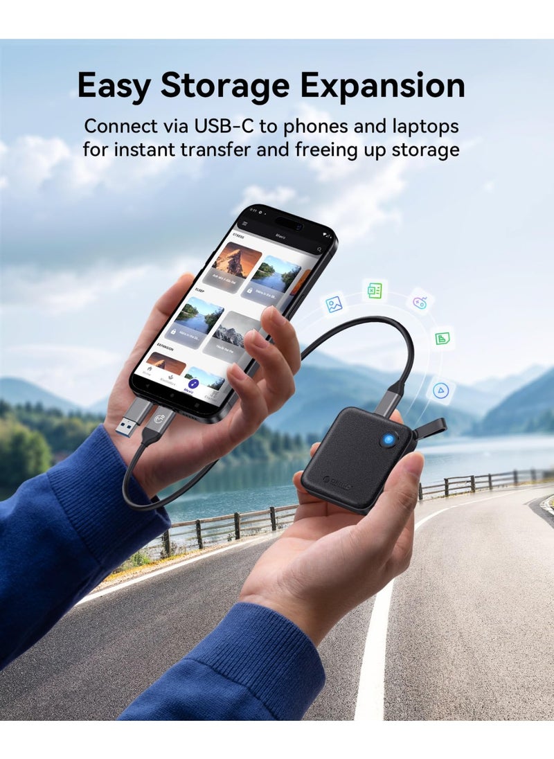 Orico ORICO Portable SSD 512 GB with 2 in 1 USB C Cable, External Solid State Drives, Up to 460MB/s, Status Indicator, Reliable Storage for USB-C Smartphone, Tablet, PC - B5PLUS  - Image 2