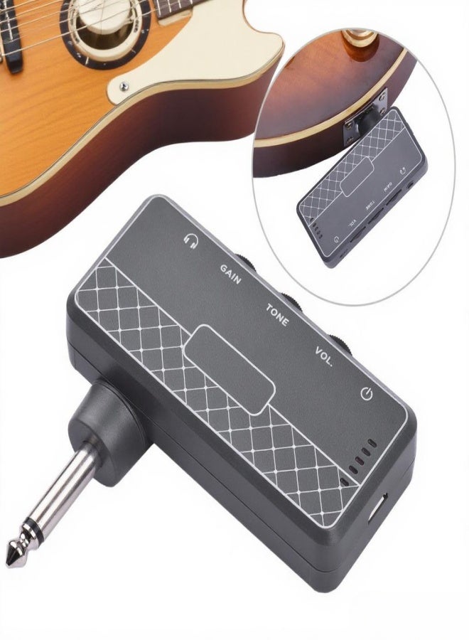 VITOOS ROCK Guitar Headphone Amplifier Amp 1/4 Inch Plug 3.5mm Headphone Jack& Aux In with Gain Tone Volume Contorls Built-in Rechargeable Battery - Image 1