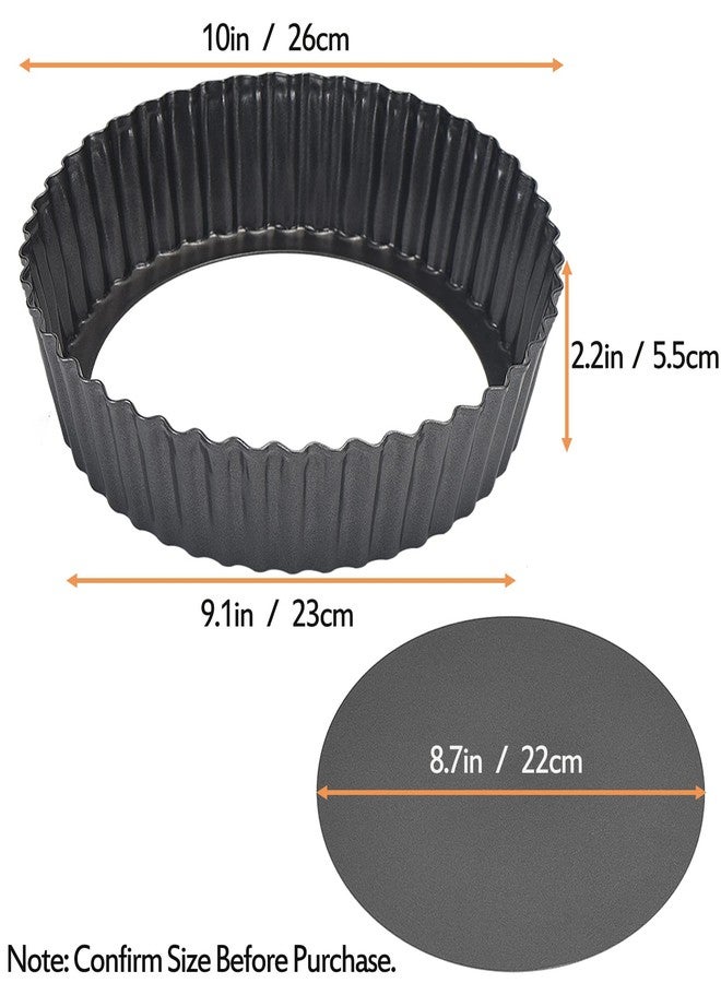 Kazozobi 2 Pack Nonstick Tart Pan, Quiche Pan, Carbon Steel Deep-dish Pie Pan with Removable Loose Bottom (10 In) - Image 2