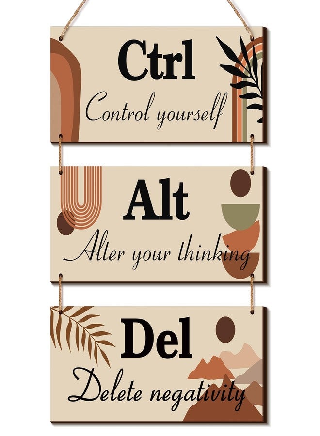 Lewtemi Boho Office Wall Decor Framed Boho Ctrl Alt Del Wall Decor Signs Hanging Motivational Bathroom Decoration for Women Home Living Room Teen Men - Image 1