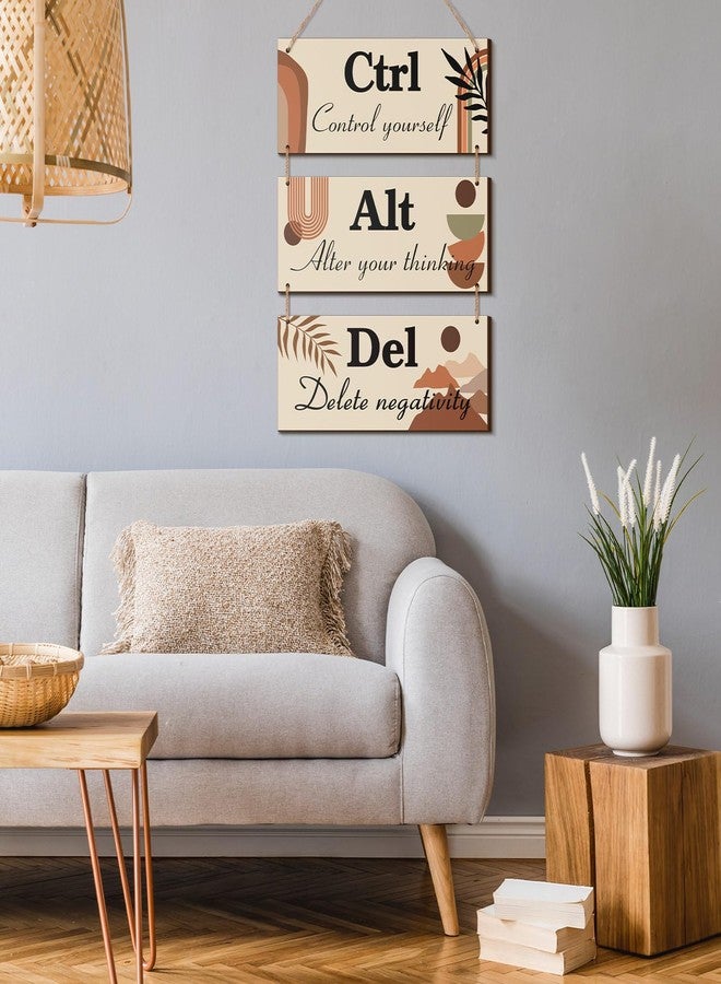 Lewtemi Boho Office Wall Decor Framed Boho Ctrl Alt Del Wall Decor Signs Hanging Motivational Bathroom Decoration for Women Home Living Room Teen Men - Image 2
