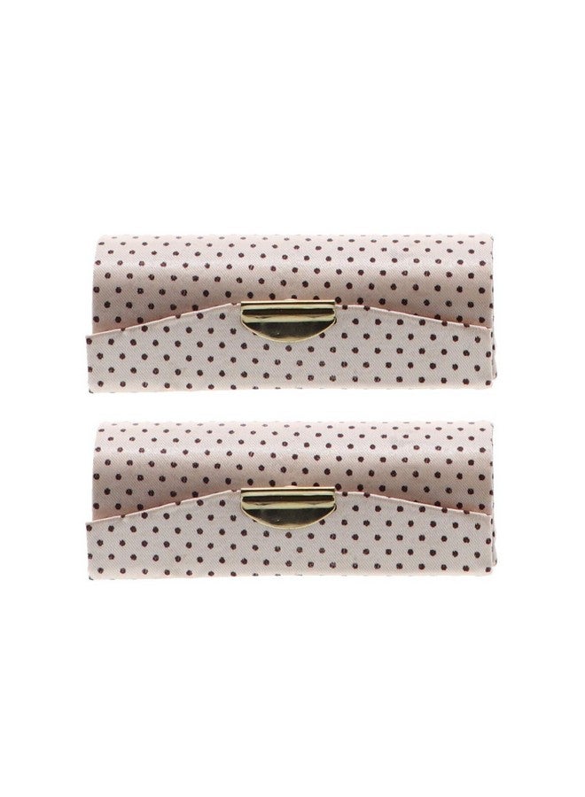 Motique Accessories Champagne Polka Dot Lipstick Case With Mirror Purse Holder Set Of 2  - Image 2