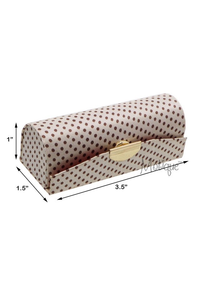 Motique Accessories Champagne Polka Dot Lipstick Case With Mirror Purse Holder Set Of 2  - Image 4