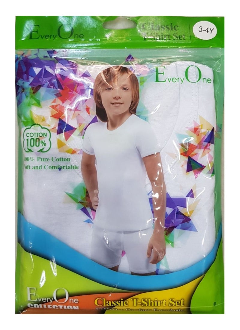 DeloPik EVERYONE, Cotton Boys White Undershirt Round Neck Tshirt and boxer, Boys white Underwear set(3-4 YEARS)(pack of 1)  - Image 2