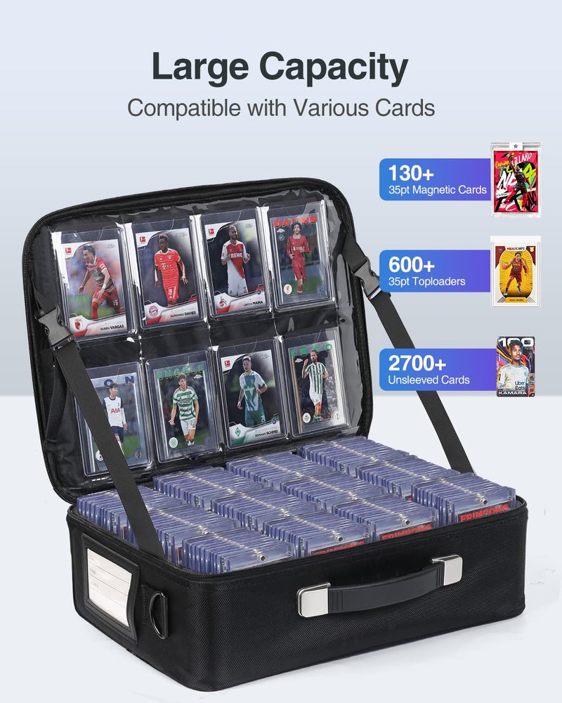 Luxtude Trading Card Storage Box w/Adjustable Dividers, Large Top Loader Card Storage w/Combination Lock, Baseball Sports Cards Case for 3"x4" 35pt Toploaders, MTG Carrying Case for Pokemon/TCG/YuGiOh - Image 5