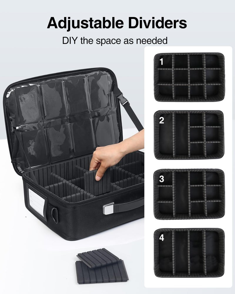 Luxtude Trading Card Storage Box w/Adjustable Dividers, Large Top Loader Card Storage w/Combination Lock, Baseball Sports Cards Case for 3"x4" 35pt Toploaders, MTG Carrying Case for Pokemon/TCG/YuGiOh - Image 3