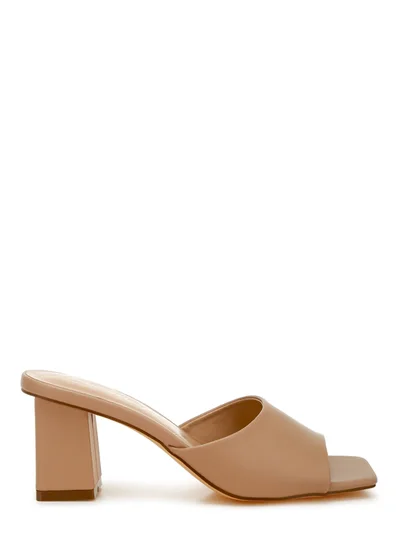 London Rag Faux Leather Block Heel Sandals in Camel