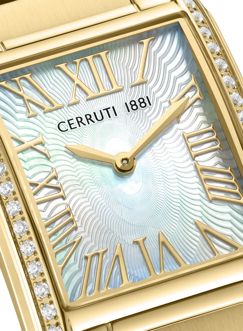 CERRUTI 1881 Yellow Gold Women's Rendena White Mother-of-pearl Dial Analog Watch For Women, 24.5mm for Women | Best Price UAE