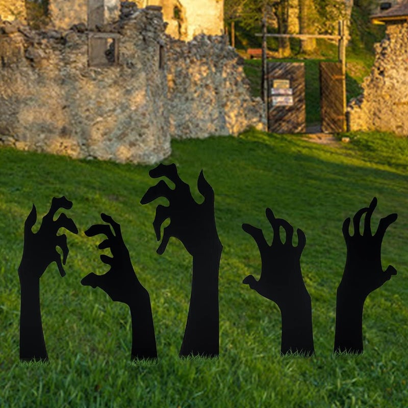 Antitoy 5 Pack Halloween Black Hands Yard Signs with Stakes Scary Silhouette Halloween Decorations for Outdoor Yard Lawn Garden Decor - Image 2