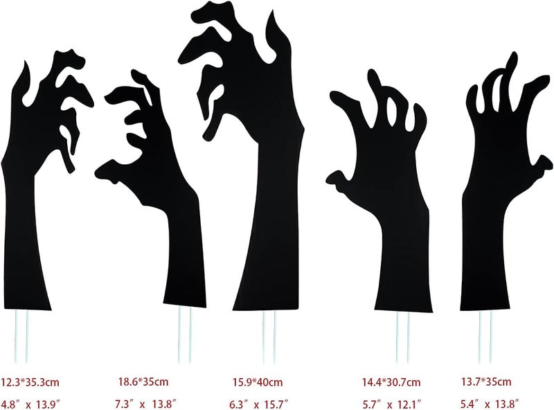 Antitoy 5 Pack Halloween Black Hands Yard Signs with Stakes Scary Silhouette Halloween Decorations for Outdoor Yard Lawn Garden Decor - Image 3