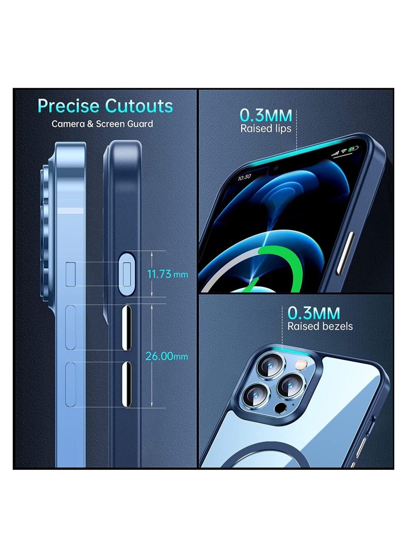 Generic - Built in Magnets Compatible with MagSafe Clear Hard PC Back Cover Soft TPU Frame Shockproof Protective Slim Bumper Case for iPhone 15 Pro _Blue - Image 1