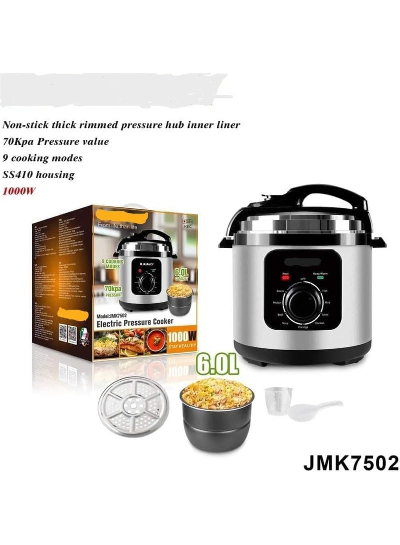JAMAKY Italy Jamaki Multi-Purpose Electric Pressure Cooker 1000W 6L for All Types of Food Cooking Model - JMK7502 - Image 3