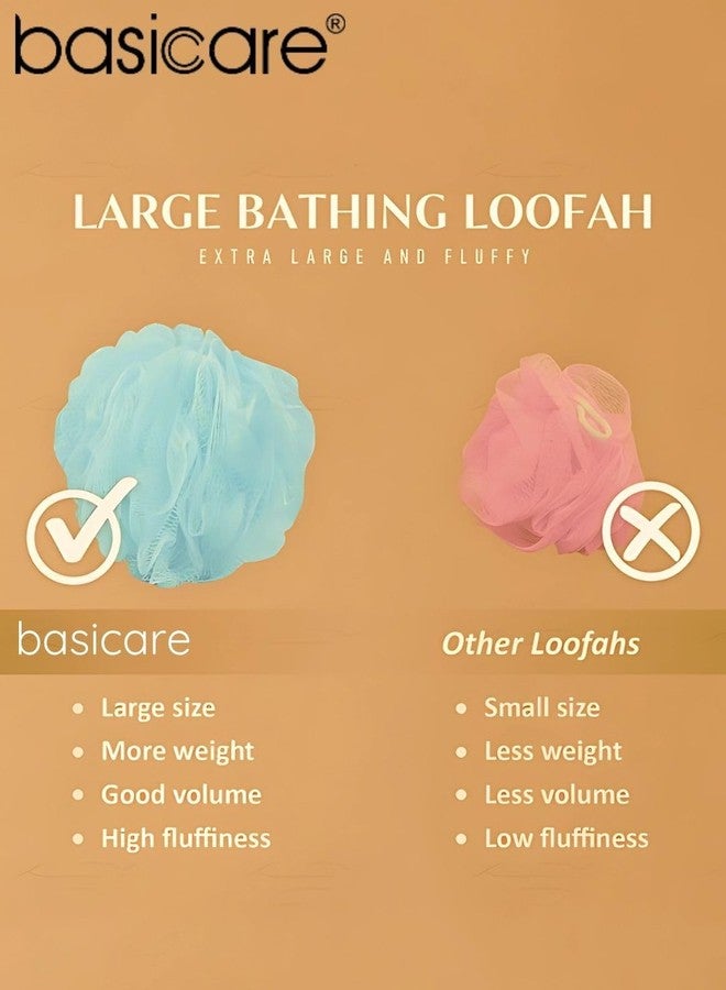 بيسيكير ليفة استحمام شبكية ناعمة من بيسكير - ليفة استحمام كبيرة الحجم، إسفنجة تقشير لتنظيف البشرة برغوة غنية (متعددة الألوان، قطعتان) - Image 5