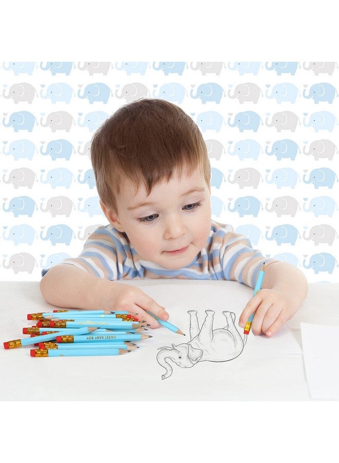 Nezyo 50 Pieces Baby Shower Half Pencils Golf Pencils With Erasers Pencils For Baby Shower 4 Inch Mini Presharpened Pencils For School Office Party Game Supplies(Sweet Baby Boy) - Image 3