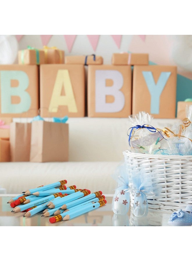 Nezyo 50 Pieces Baby Shower Half Pencils Golf Pencils With Erasers Pencils For Baby Shower 4 Inch Mini Presharpened Pencils For School Office Party Game Supplies(Sweet Baby Boy) - Image 2