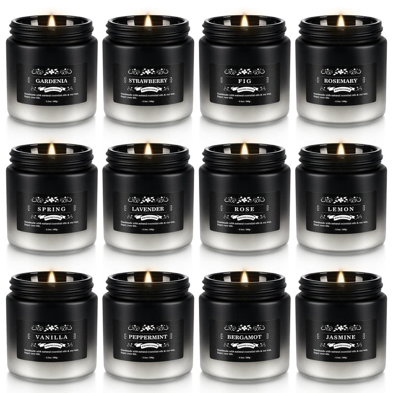 Aamdkcyu 12 Pack Men's Scented Candles in Jar - 3.5oz Each, 150+ Hours Long Lasting, Soy Blend Wax Aromatherapy Candle Gifts Set for Men, Birthday, Valentine, Anniversary, Christmas - Image 1