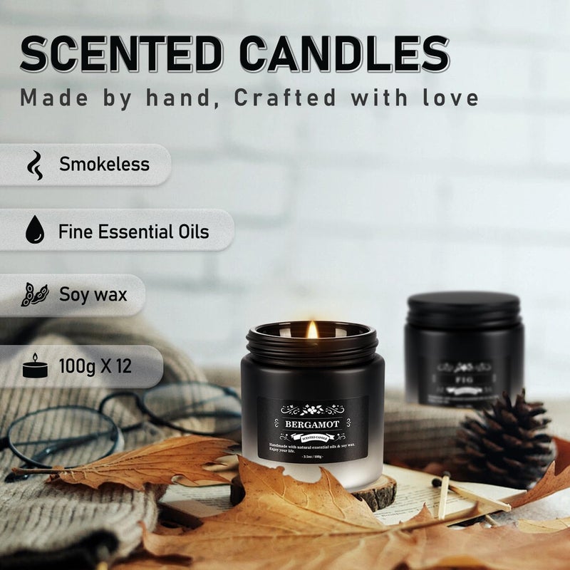 Aamdkcyu 12 Pack Men's Scented Candles in Jar - 3.5oz Each, 150+ Hours Long Lasting, Soy Blend Wax Aromatherapy Candle Gifts Set for Men, Birthday, Valentine, Anniversary, Christmas - Image 5