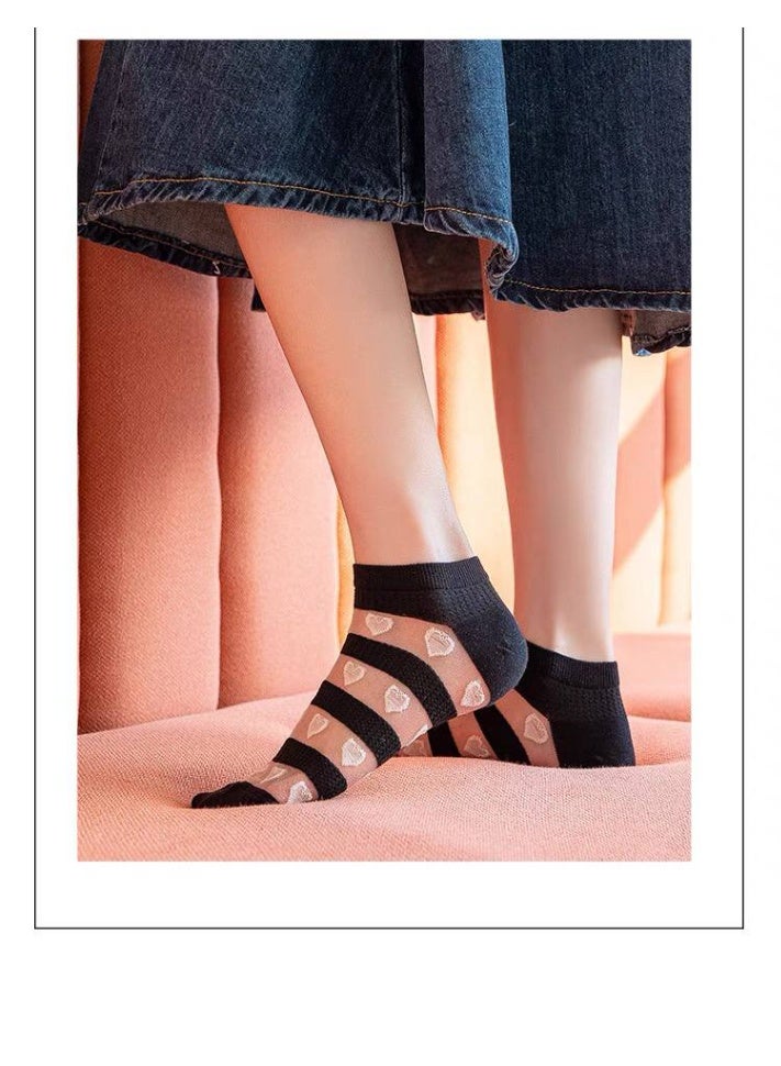 Women's Casual Sheer Chiffon Ankle Socks Set – Lightweight Women's Fashionable Designs (5 Pairs + 1 Gift) – Assorted Colors - Image 3