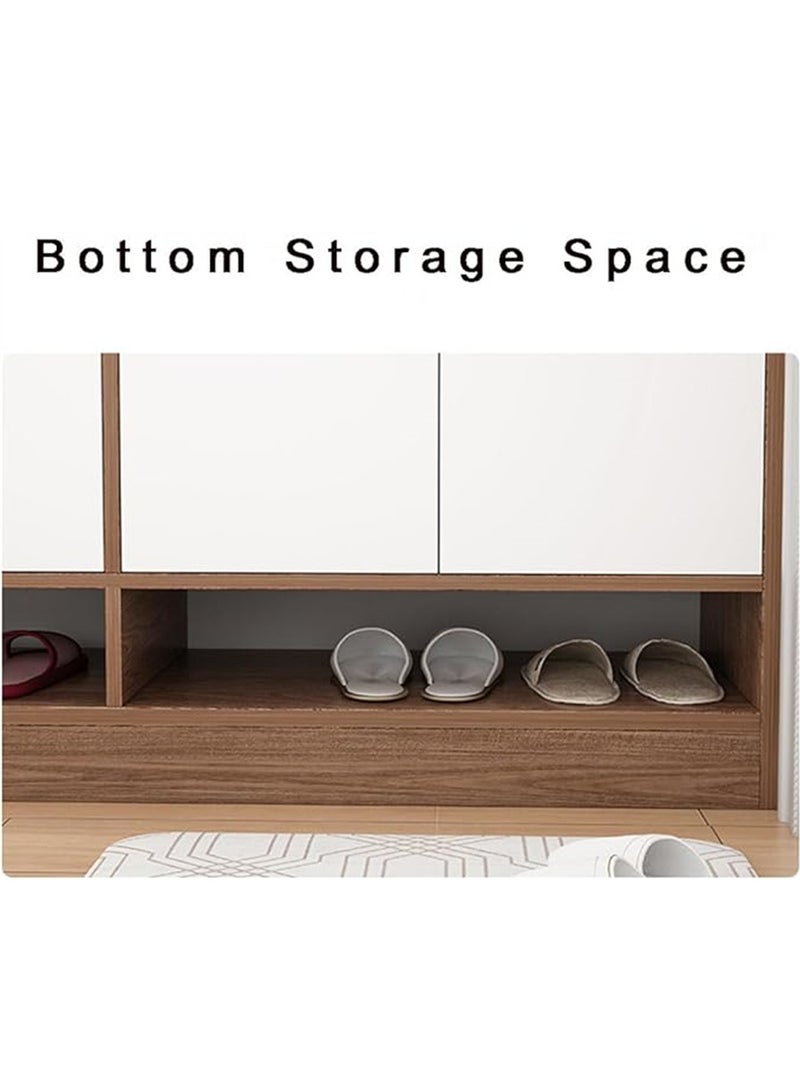 مجلس الوزراء الأحذية مع الأبواب، منزل حديثة مجلس الوزراء تخزين الأحذية مع 2 درجات، 4 طبقة الخشب رف الأحذية منظم تخزين رف غرفة المعيشة غرفة النوم خزانة الممر (بني B108) - Image 4