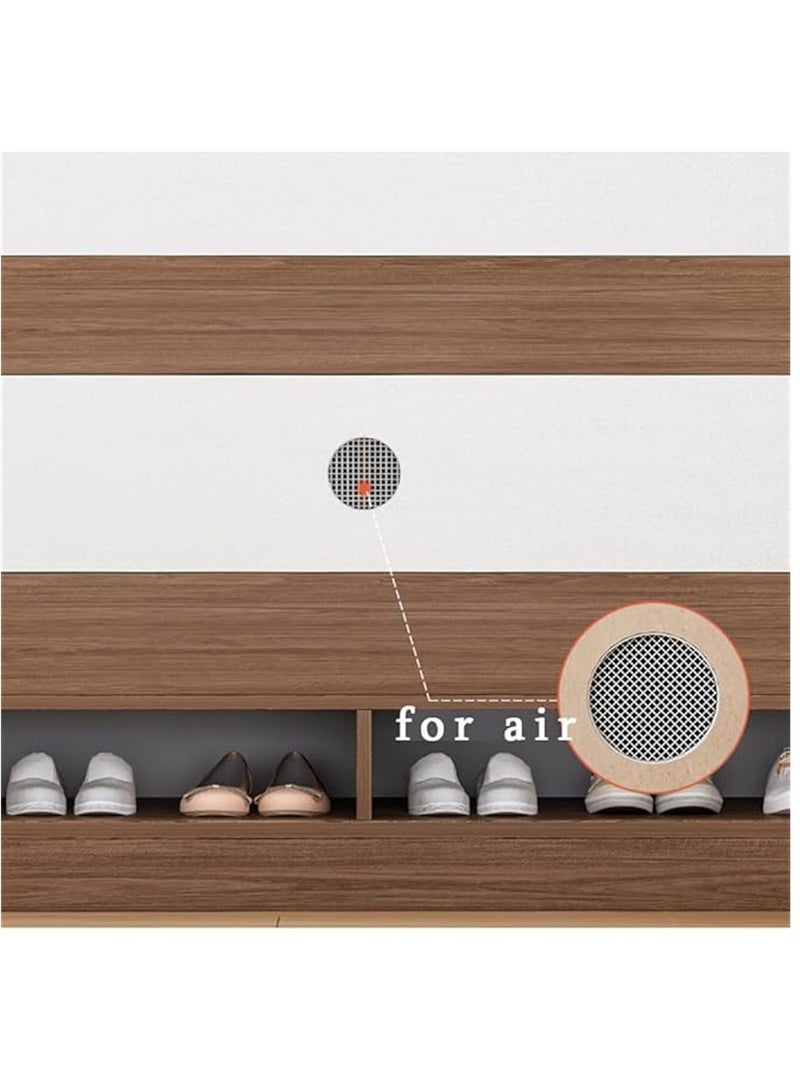 مجلس الوزراء الأحذية مع الأبواب، منزل حديثة مجلس الوزراء تخزين الأحذية مع 2 درجات، 4 طبقة الخشب رف الأحذية منظم تخزين رف غرفة المعيشة غرفة النوم خزانة الممر (بني B108) - Image 5