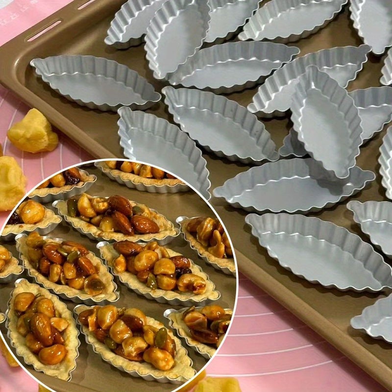 9 قطع قالب ألومنيوم صغير لكعكة الأرز على شكل قارب لصنع الكوكيز والفطائر الصغيرة وتارت الفواكه والميني بايز تان والحلويات والوجبات الخفيفة أدوات الخبز المنزلية لحفلات العطلات والتجمعات العائلية - Image 4
