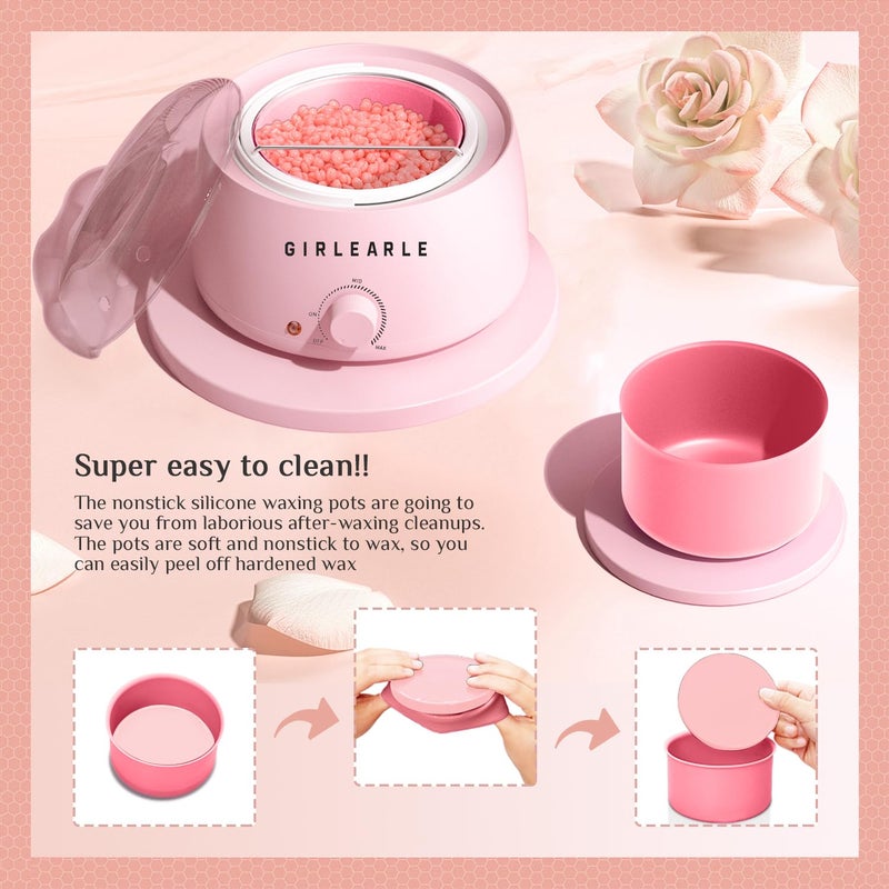 GIRLEARLE Waxing Kit for Women and Men, GIRLEARLE Wax Warmer Hair Removal at Home with Beads, Multiple Formulas Target Different Types of Sensitive Skin Body, Brazilian Bikini, Eyebrow, Facial - Image 4