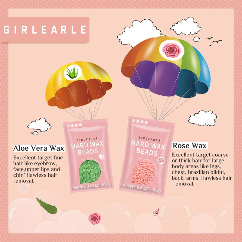 GIRLEARLE Waxing Kit for Women and Men, GIRLEARLE Wax Warmer Hair Removal at Home with Beads, Multiple Formulas Target Different Types of Sensitive Skin Body, Brazilian Bikini, Eyebrow, Facial - Image 5