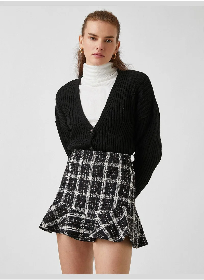 KOTON Plaid High Rise Pleated Mini Skirt