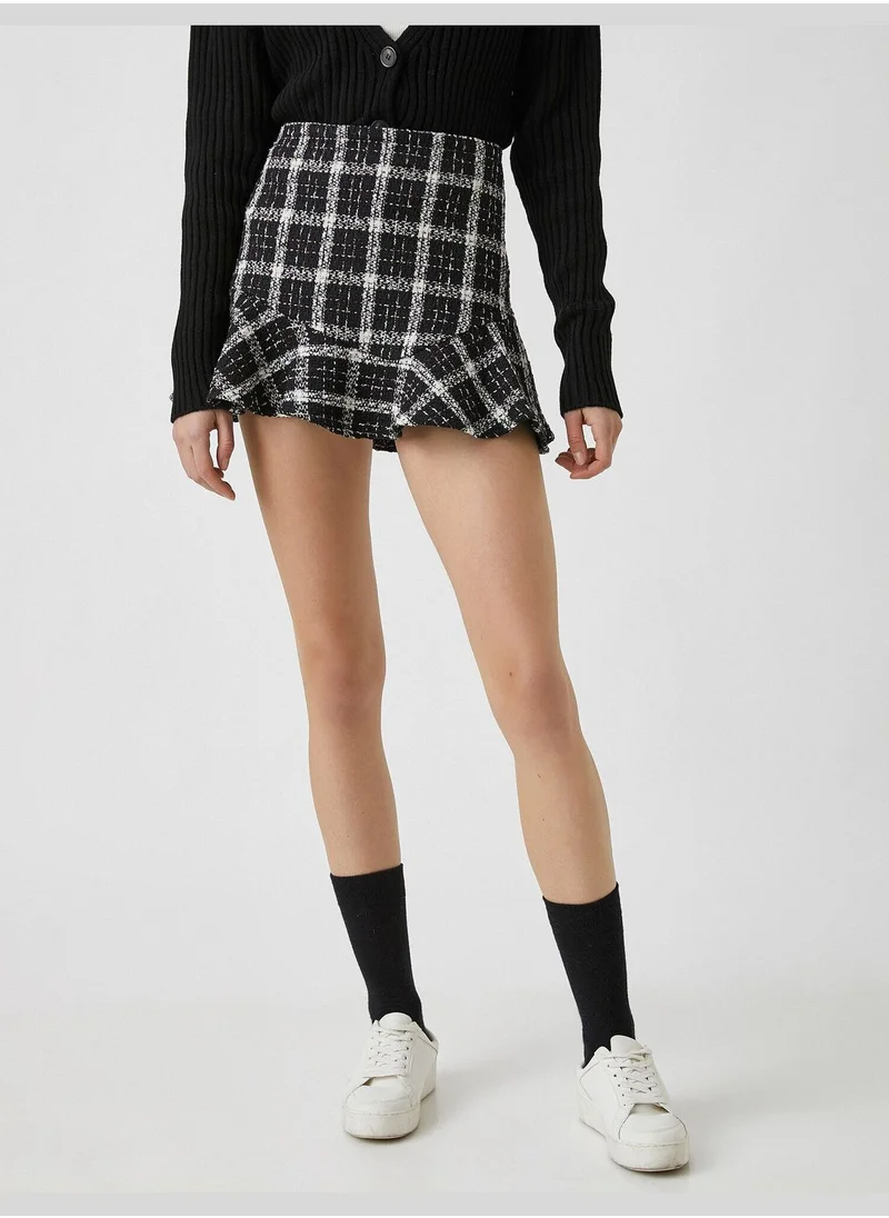 KOTON Plaid High Rise Pleated Mini Skirt