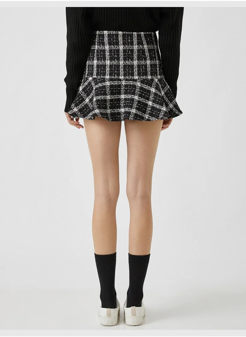 KOTON Plaid High Rise Pleated Mini Skirt
