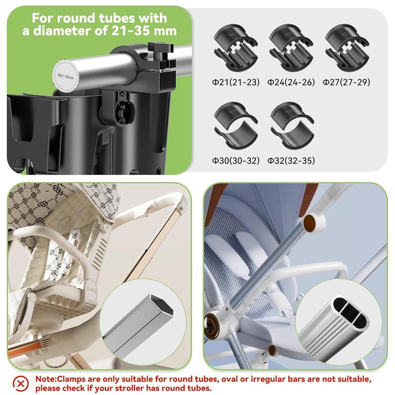 KDD Stroller Cup Holder with Phone Holder 3in1 Removable Bottle Holder 360 Degrees Rotation Drink Holder for Wheelchair Stroller Bike Walker Scooter Bicycle Uppababy Bugaboo Britax - Image 5