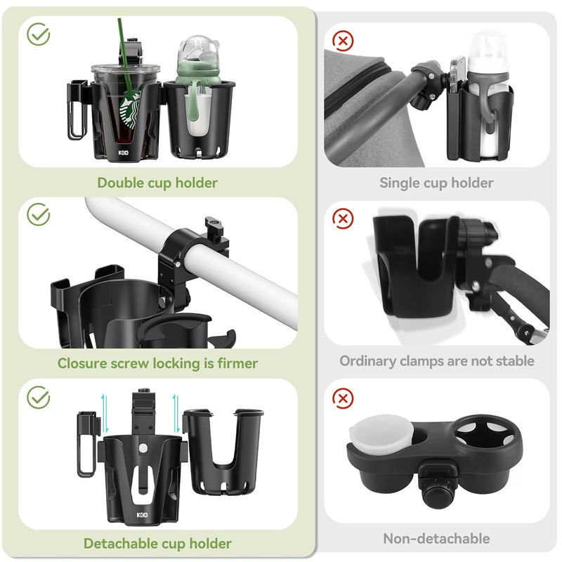 KDD Stroller Cup Holder with Phone Holder 3in1 Removable Bottle Holder 360 Degrees Rotation Drink Holder for Wheelchair Stroller Bike Walker Scooter Bicycle Uppababy Bugaboo Britax - Image 4